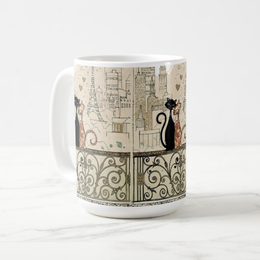 Twee katten in liefde koffiemok (Voorkant links)