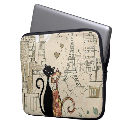 Twee katten in liefde laptop sleeve (Voorkant Links)