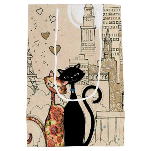 Twee katten in liefde medium cadeauzakje (Achterkant)