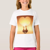 Twee Katten In Liefde Meisjes T-shirt (Voorkant)
