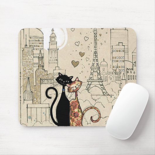 Twee katten in liefde muismat (Met muis)