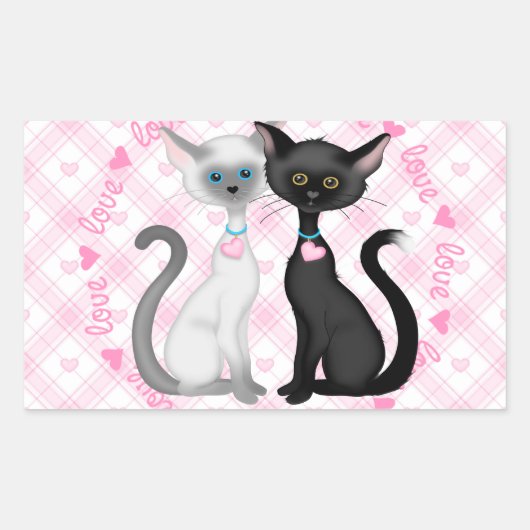 Twee katten in liefde rechthoekige sticker (Voorkant)