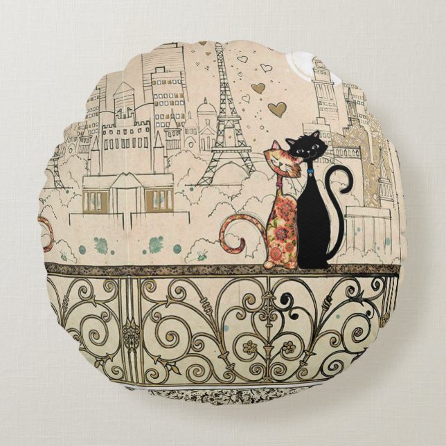 Twee katten in liefde rond kussen (Voorkant)