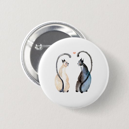 Twee katten in liefde ronde button 5,7 cm (Voorkant /achterkant)