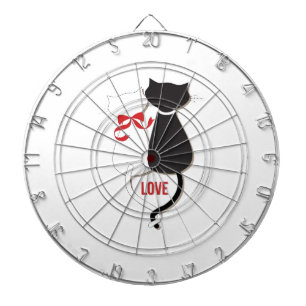 Twee katten in liefde, rood, zwart, hart dartbord