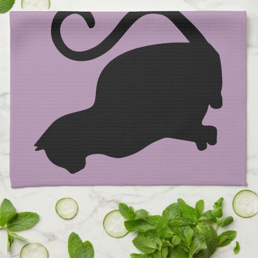 Twee katten in liefde Silhouette Keuken Handdoek (Gevouwen)