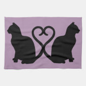 Twee katten in liefde Silhouette Keuken Handdoek (Horizontaal)