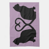 Twee katten in liefde Silhouette Keuken Handdoek (Verticaal)