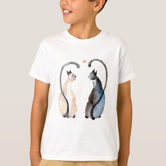 Twee katten in liefde t-shirt (Voorkant)