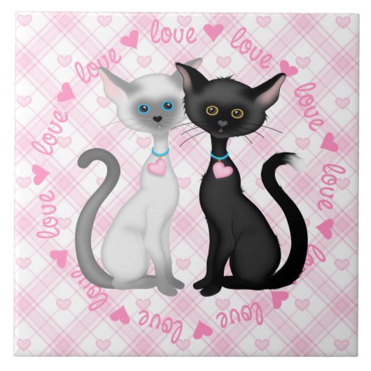 Twee katten in liefde tegeltje (Voorkant)