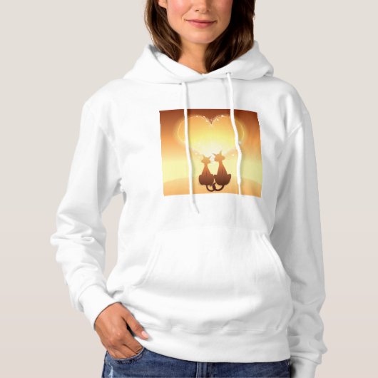 Twee Katten In Liefde Vrouwen Hoodie (Voorkant)