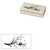 Twee Katten in Liefdesboom Silhouet Rubberstempel (Gestempeld)