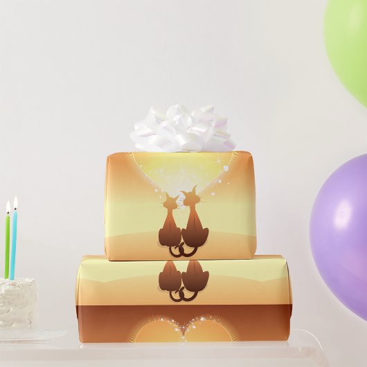 Twee katten in liefdespapier cadeaupapier