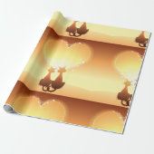Twee katten in liefdespapier cadeaupapier (Uitgerold)