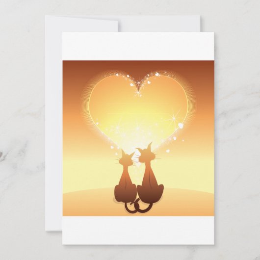 Twee katten in liefdesuitnodigingen kaart (Voorkant)