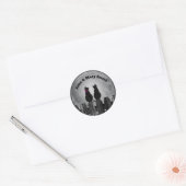 Twee katten in maanlicht met namen ronde sticker (Envelop)