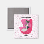 Twee Katten in roze Mid Century Stoel Roze Stippen Magneet (Voorkant / Achterkant)