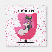 Twee Katten in roze Mid Century Stoel Roze Stippen Magneet (Voorkant)