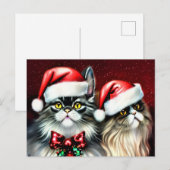 Twee katten in Santa Hat Briefkaart (Voorkant / Achterkant)