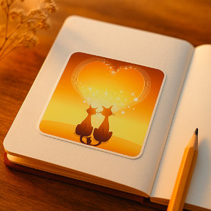 Twee katten in verliefde Stickers