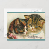 Twee Katten Kerstmis Feestdagenkaart (Voorkant / Achterkant)