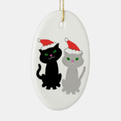 Twee Katten kerstversiering Keramisch Ornament (Rechts)