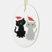 Twee Katten kerstversiering Keramisch Ornament (Links)