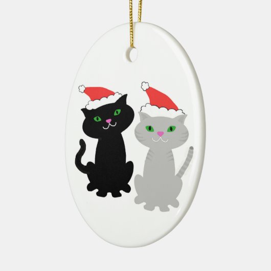 Twee Katten kerstversiering Keramisch Ornament (Links)