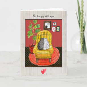 Twee katten knuffelen Kattenliefhebber jubileum  Kaart