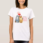 Twee katten knuffelen met hartvormen en romantisch t-shirt (Voorkant)