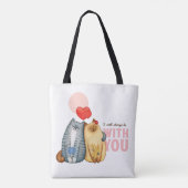 Twee katten knuffelen met hartvormen en romantisch tote bag (Achterkant)