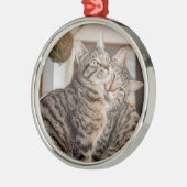 Twee katten knuffelen metalen ornament (Links)