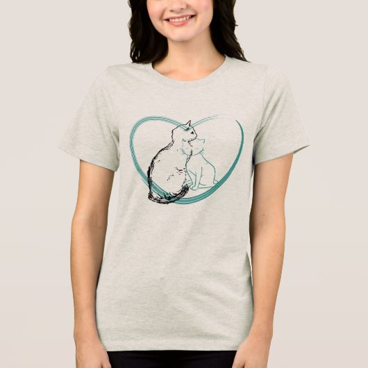 Twee katten knuffelen Tri-Blend shirt (Voorkant)
