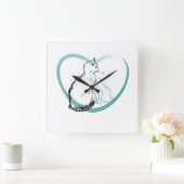 Twee katten knuffelen vierkante klok (Huis)