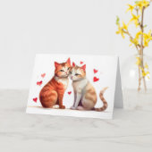 Twee katten knuffelen voor Valentijnsdag romance Kaart (Gele Bloem)