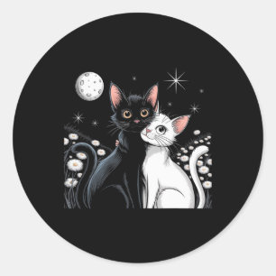 Twee katten koppel maan liefde knuffelen Valentijn Ronde Sticker