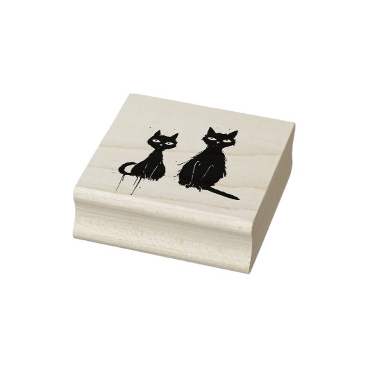 Twee Katten - Maple Wood Art Stamp Rubberstempel (Stempel)