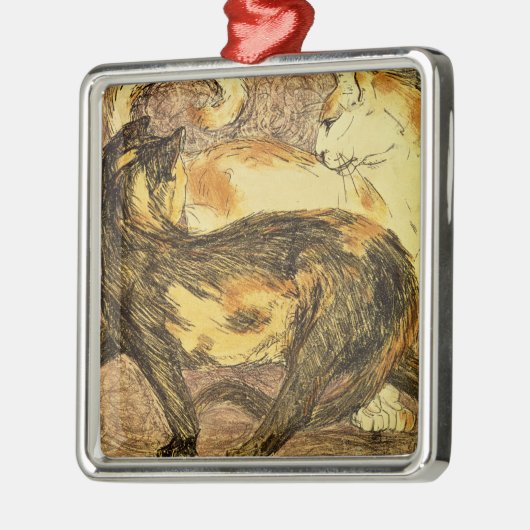 Twee katten metalen ornament (Links)