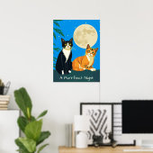 Twee katten onder de volle maan poster (Thuiskantoor)