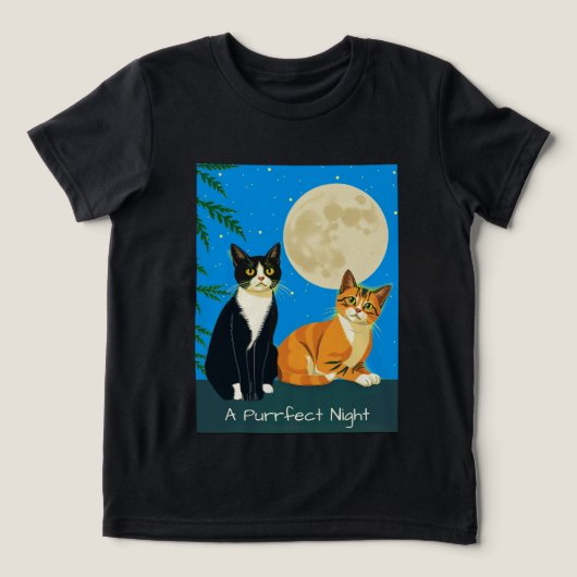 Twee katten onder de volle maan Tri-Blend shirt (Design voorkant)