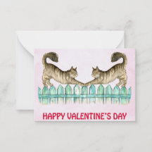 Twee katten op een hek-valentijn kaart