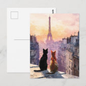 Twee katten op een Parijs dak Briefkaart (Voorkant / Achterkant)