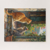 Twee katten op treden legpuzzel (Horizontaal)