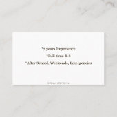 Twee Katten Rode Zonnebloem Babysitter Kinderopvan Visitekaartje (Achterkant)