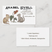 Twee Katten Rode Zonnebloem Babysitter Kinderopvan Visitekaartje (Voorkant / Achterkant)