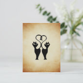 Twee katten silhouet briefkaart (Staand voorkant)