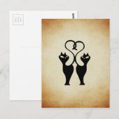 Twee katten silhouet briefkaart (Voorkant / Achterkant)