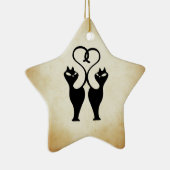 Twee katten silhouet keramisch ornament (Rechts)