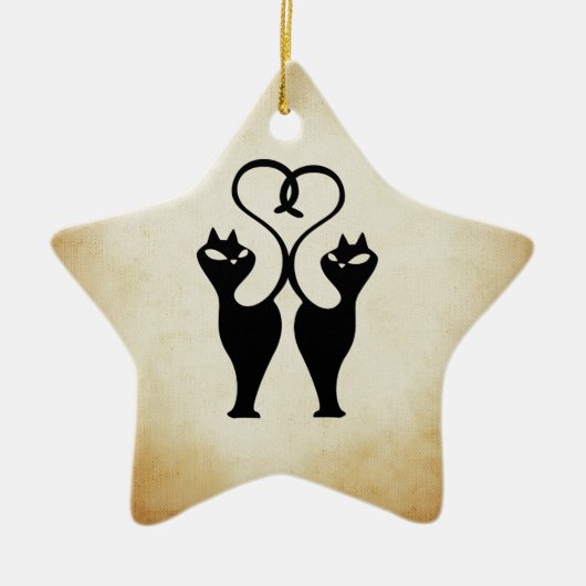Twee katten silhouet keramisch ornament (Voorkant)