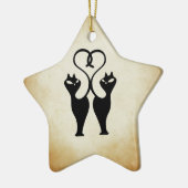 Twee katten silhouet keramisch ornament (Links)